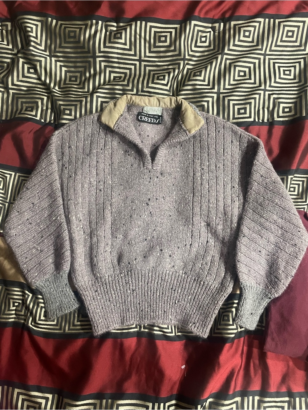 Creed Men’s Lavender V-Neck Sweater Mohair silk blend Made in Italy